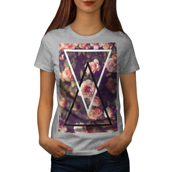 Romantic Rose Triangle Womens T-Shirt