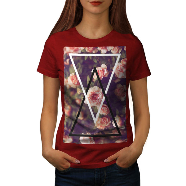 Romantic Rose Triangle Womens T-Shirt