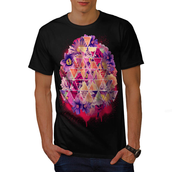 Triangle Shape Flower Mens T-Shirt