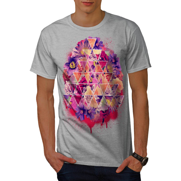 Triangle Shape Flower Mens T-Shirt