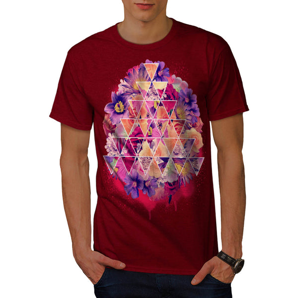 Triangle Shape Flower Mens T-Shirt