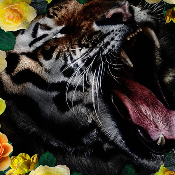 Flower Tiger Wild Cat Womens Hoodie