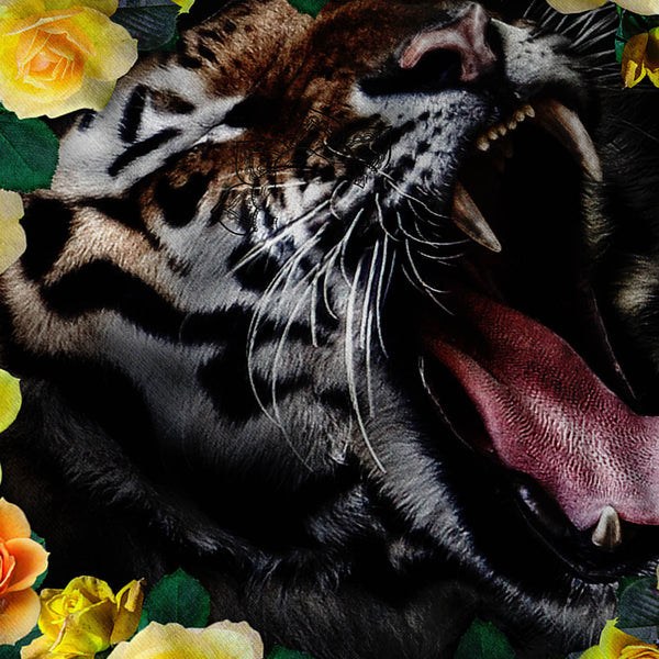 Flower Tiger Wild Cat Mens T-Shirt