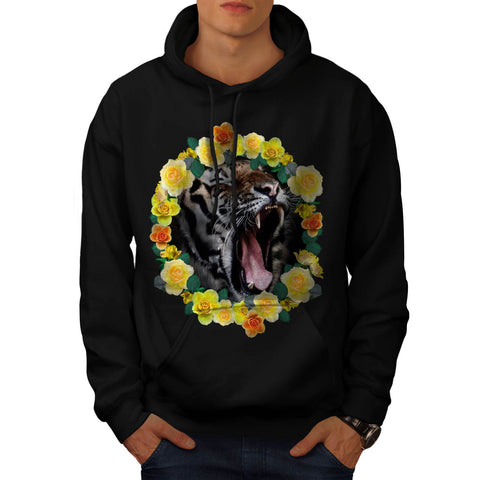 Flower Tiger Wild Cat Mens Hoodie