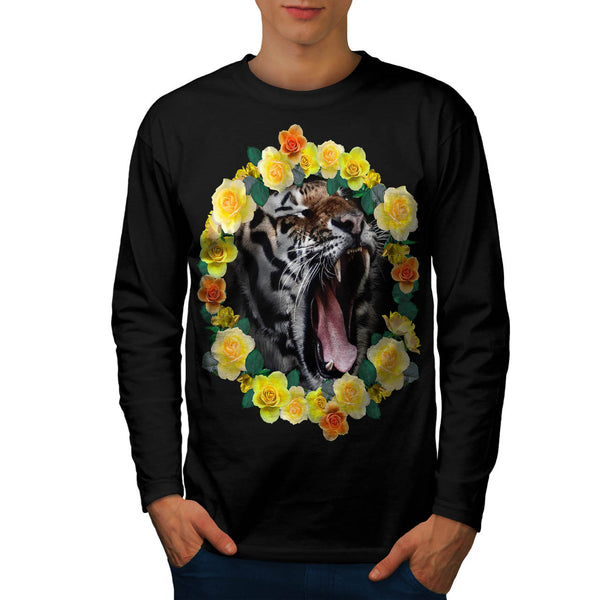Flower Tiger Wild Cat Mens Long Sleeve T-Shirt