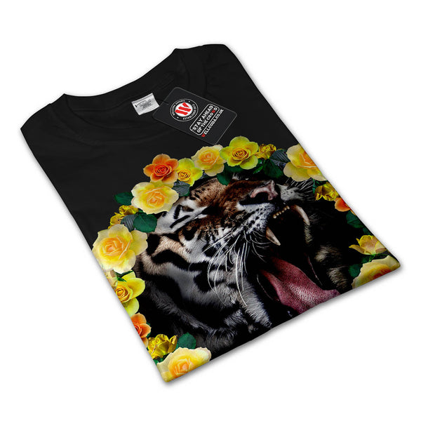Flower Tiger Wild Cat Womens Long Sleeve T-Shirt