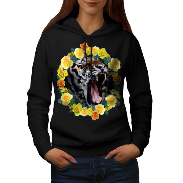 Flower Tiger Wild Cat Womens Hoodie