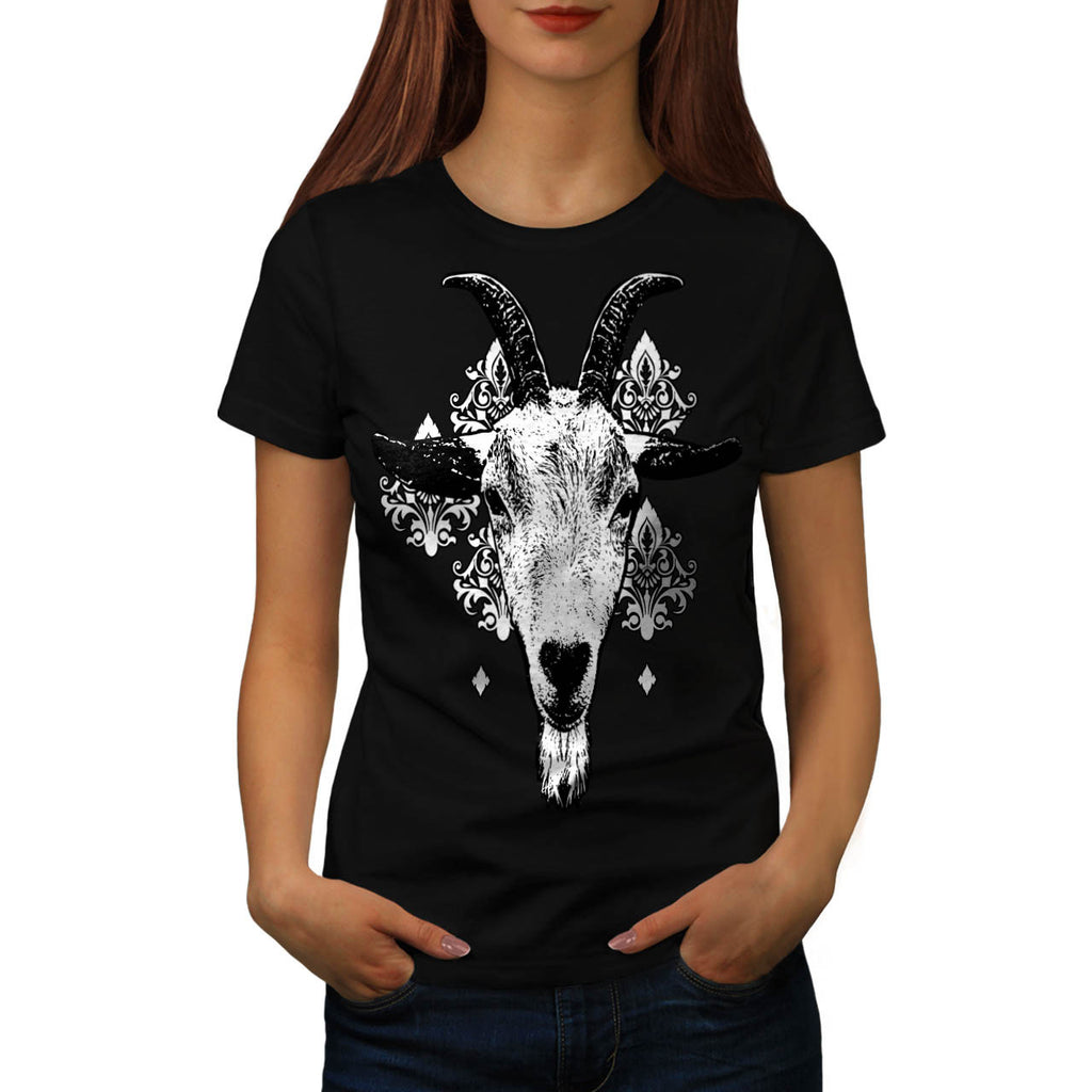 Cute Wild Goat Face Womens T-Shirt