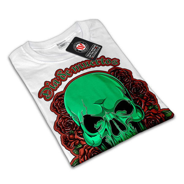 Skull Head Rose Art Womens T-Shirt