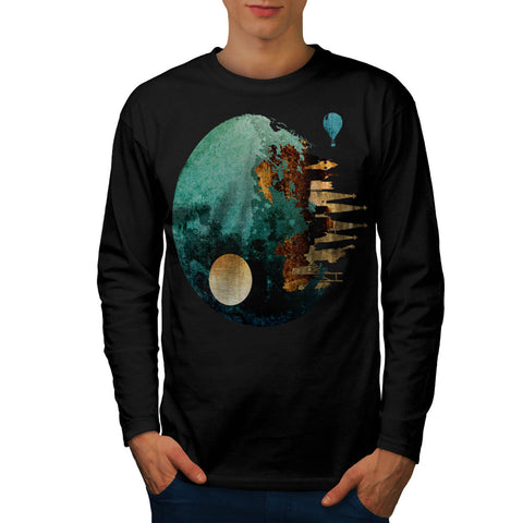 Galaxy Planet View Mens Long Sleeve T-Shirt