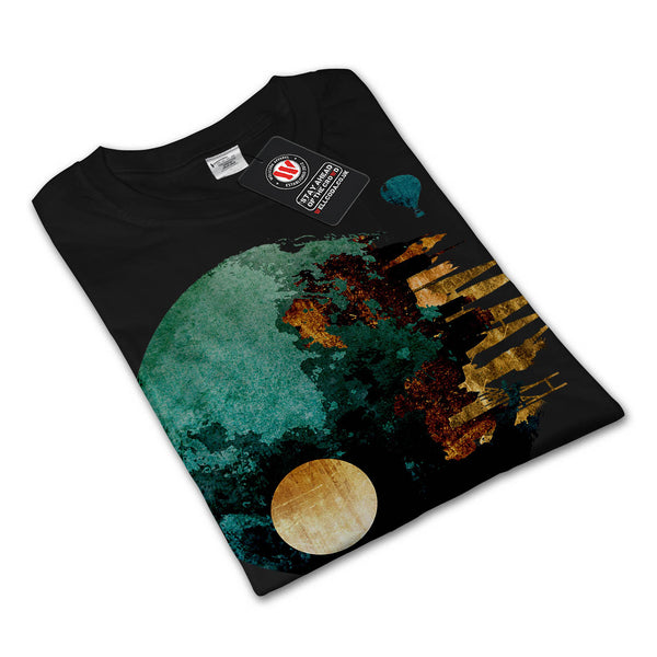 Galaxy Planet View Mens Long Sleeve T-Shirt