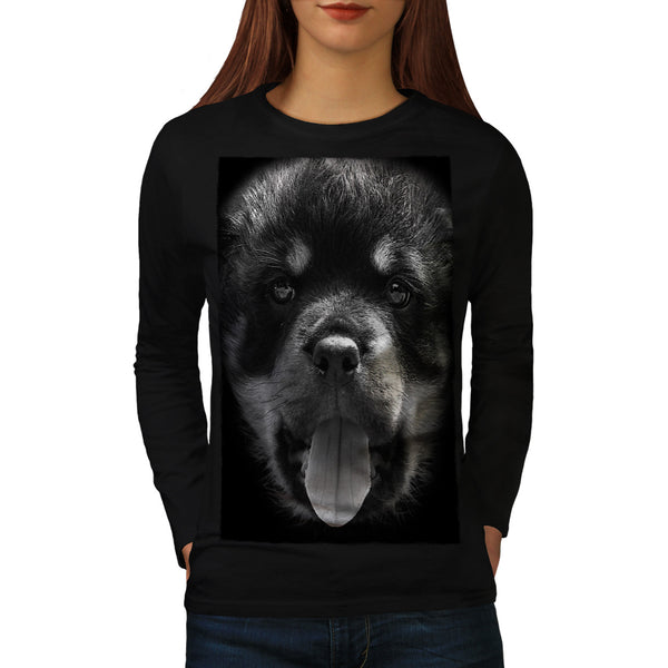 Cute Doggy Face Fun Womens Long Sleeve T-Shirt