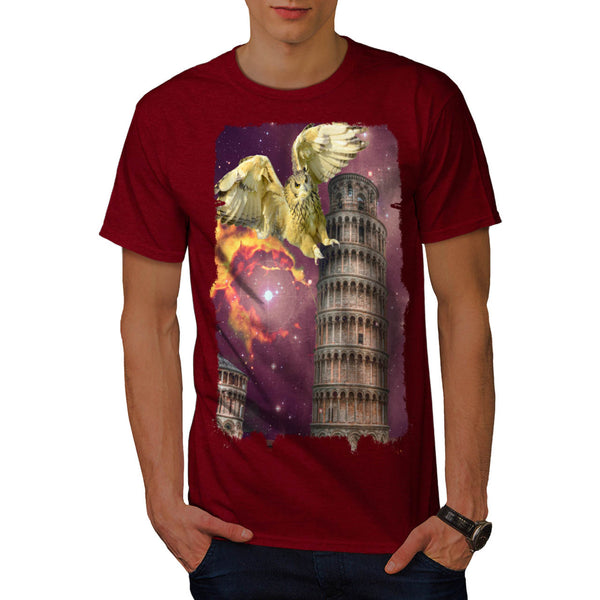Owl On Tower Of Pisa Mens T-Shirt