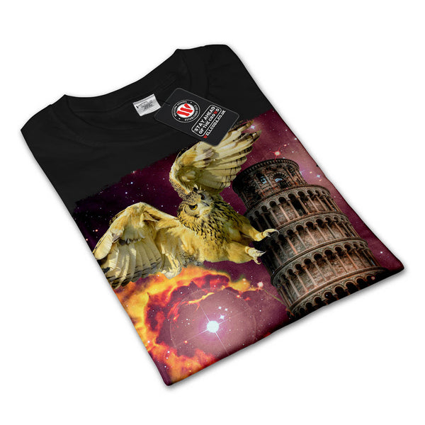 Owl On Tower Of Pisa Womens Long Sleeve T-Shirt