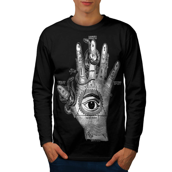 Illuminati Compass Mens Long Sleeve T-Shirt
