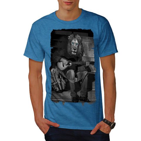 Lion Guitar Player Mens T-Shirt