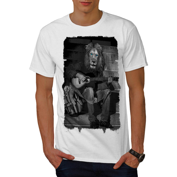 Lion Guitar Player Mens T-Shirt