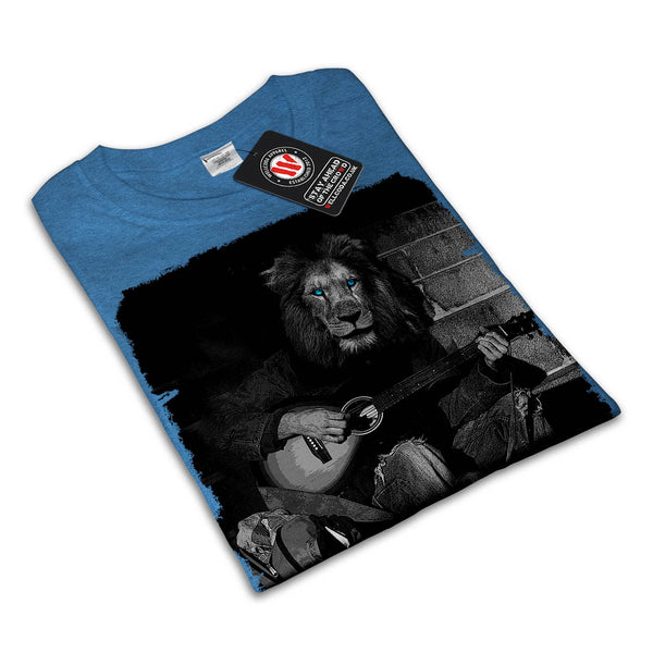 Lion Guitar Player Mens T-Shirt