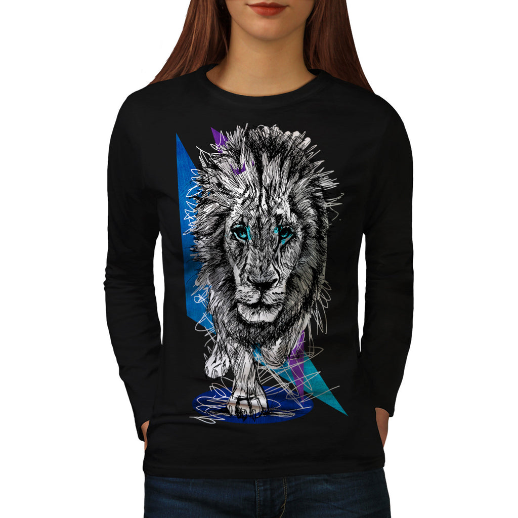 Wild Lion Sketch Womens Long Sleeve T-Shirt