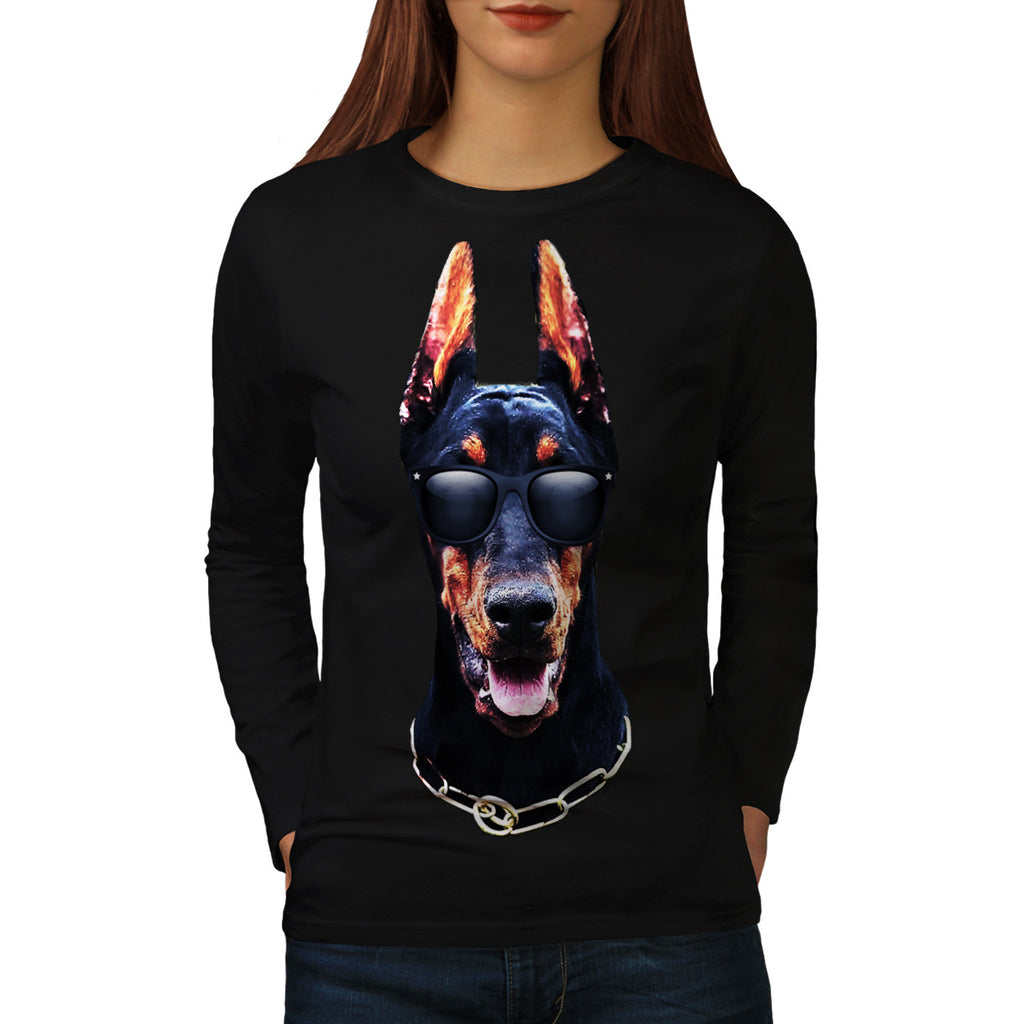 Mafia Dog Head Fun Womens Long Sleeve T-Shirt