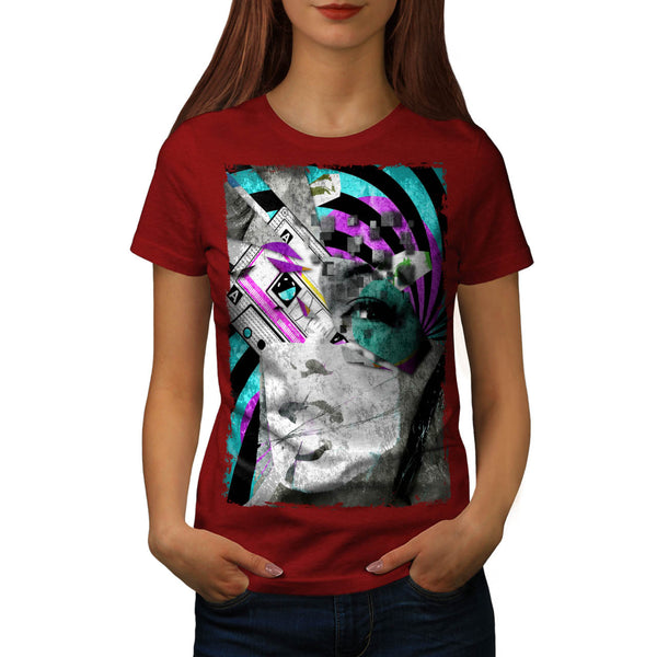 New Wave Girl Face Womens T-Shirt