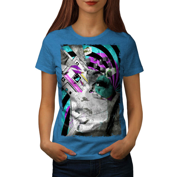 New Wave Girl Face Womens T-Shirt