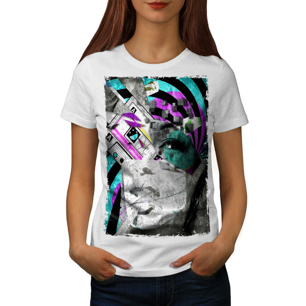 New Wave Girl Face Womens T-Shirt