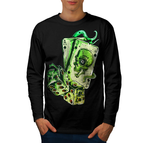 Skull Card Gamer Mens Long Sleeve T-Shirt