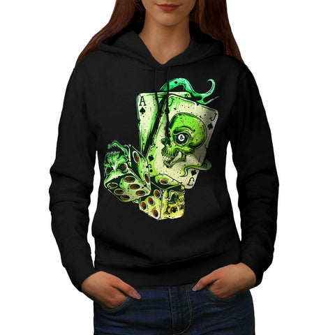 Skull Card Gamer Womens Hoodie