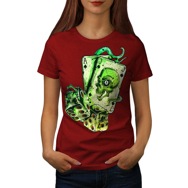 Skull Card Gamer Womens T-Shirt