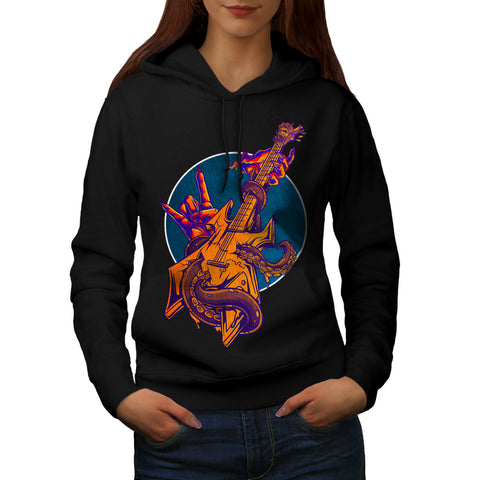 Devil Salute Guitar Womens Hoodie