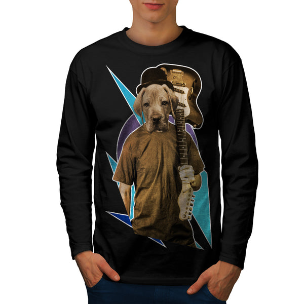 Dog Guitar Lover Fun Mens Long Sleeve T-Shirt