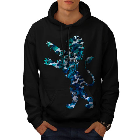 Blue Green Lionheart Mens Hoodie