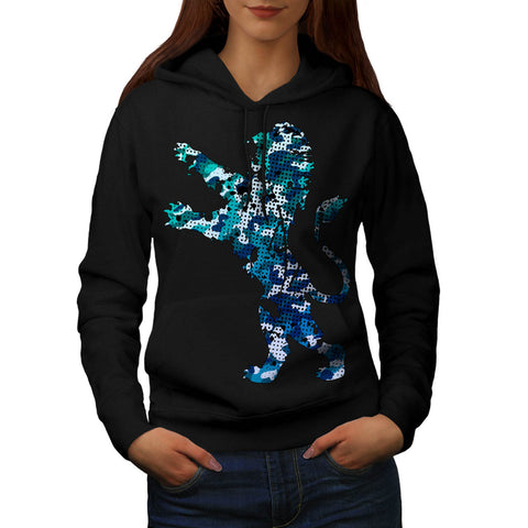 Blue Green Lionheart Womens Hoodie