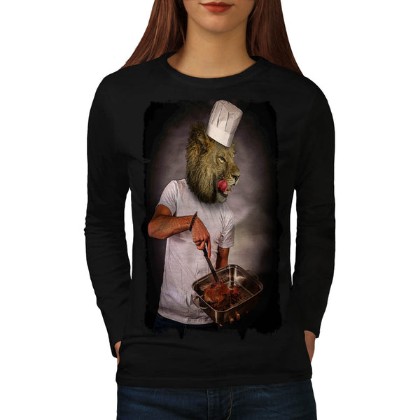 Dinner's Ready Kitty Womens Long Sleeve T-Shirt