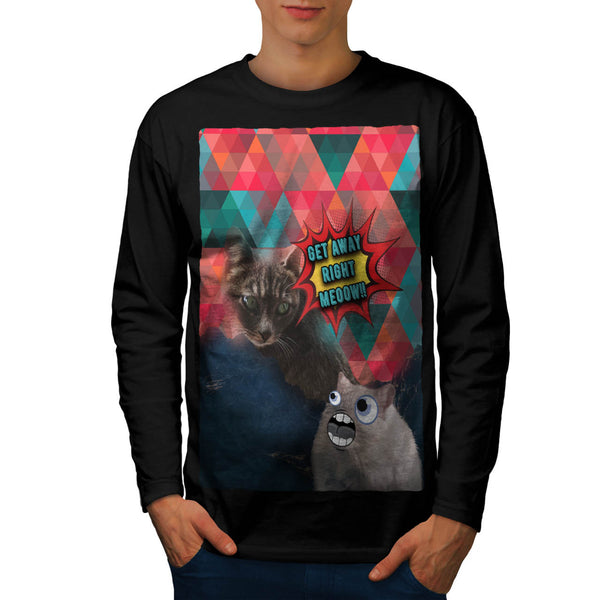 Get Away Right Meoow Mens Long Sleeve T-Shirt