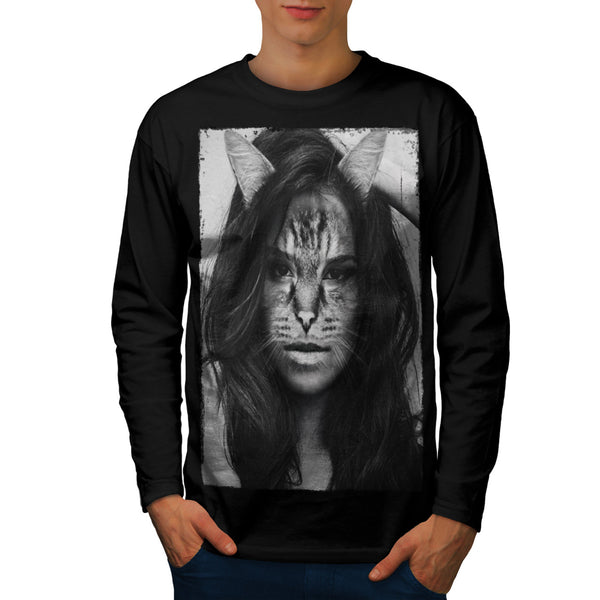 Sassy Kitty Woman Mens Long Sleeve T-Shirt