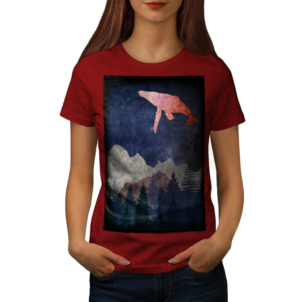 Fantasy Whale Fly Womens T-Shirt