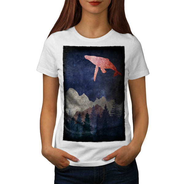 Fantasy Whale Fly Womens T-Shirt