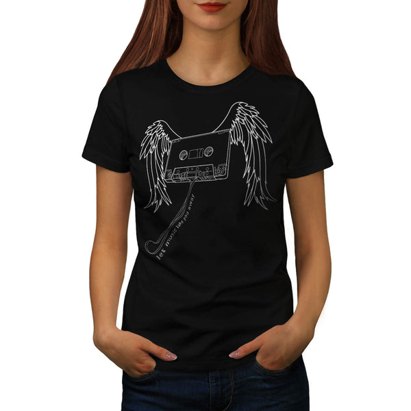 Flying Cassette Tape Womens T-Shirt