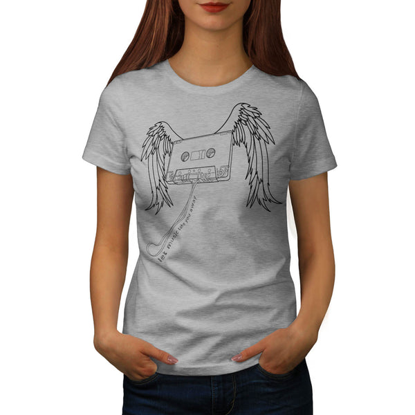 Flying Cassette Tape Womens T-Shirt