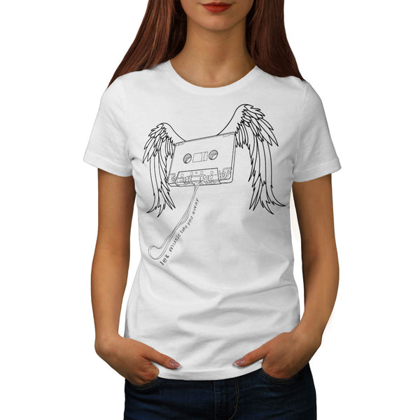 Flying Cassette Tape Womens T-Shirt