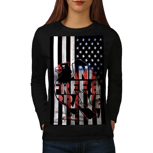 American Hawk Flag Womens Long Sleeve T-Shirt