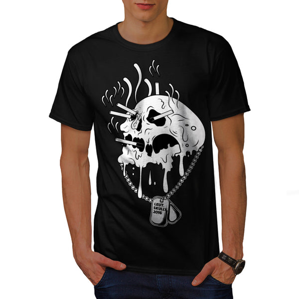Skull War Head Flame Mens T-Shirt