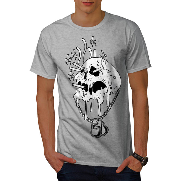Skull War Head Flame Mens T-Shirt