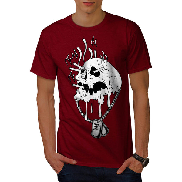 Skull War Head Flame Mens T-Shirt