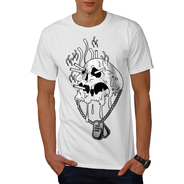Skull War Head Flame Mens T-Shirt
