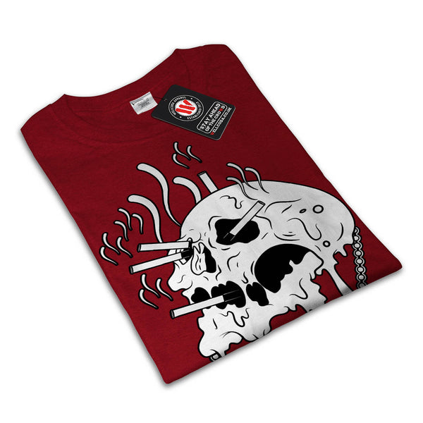 Skull War Head Flame Mens T-Shirt