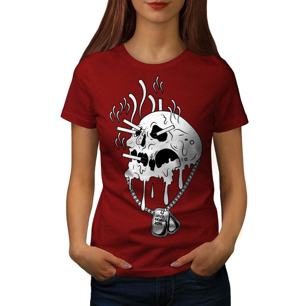 Skull War Head Flame Womens T-Shirt
