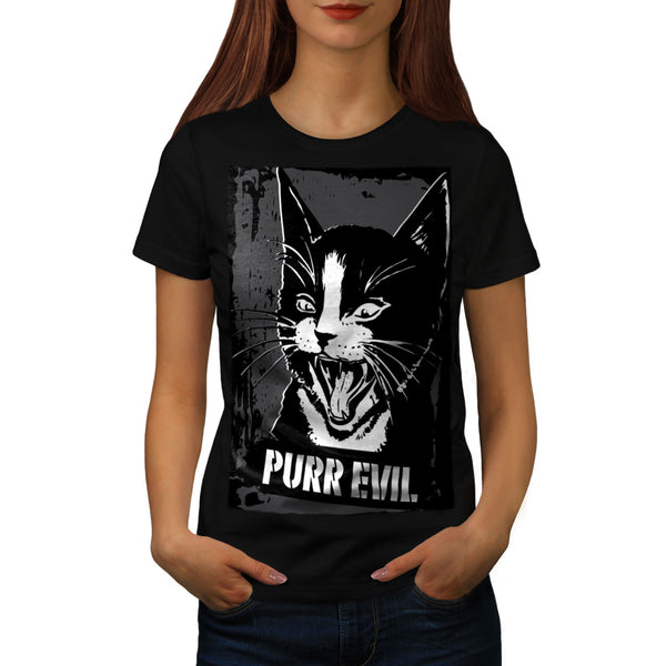 Pure Evil Cat Face Womens T-Shirt